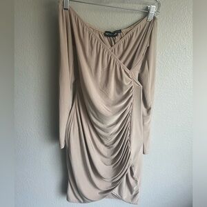 Shape Stone Slinky Ruched Detail Bardot Dress. Size 8. Pretty little thing.